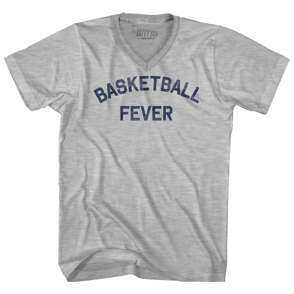 Basketball Fever Adult Cotton V-neck T-shirt