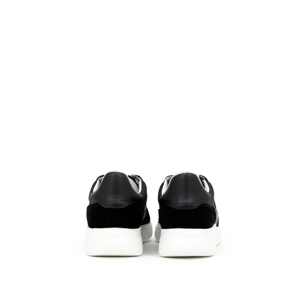 Black And White Fabric And Leather Sneaker