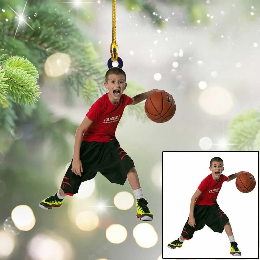 Custom Photo Basketball Players Christmas Ornament for Men & Women Basketball Lovers, Gift for Boy and Girl