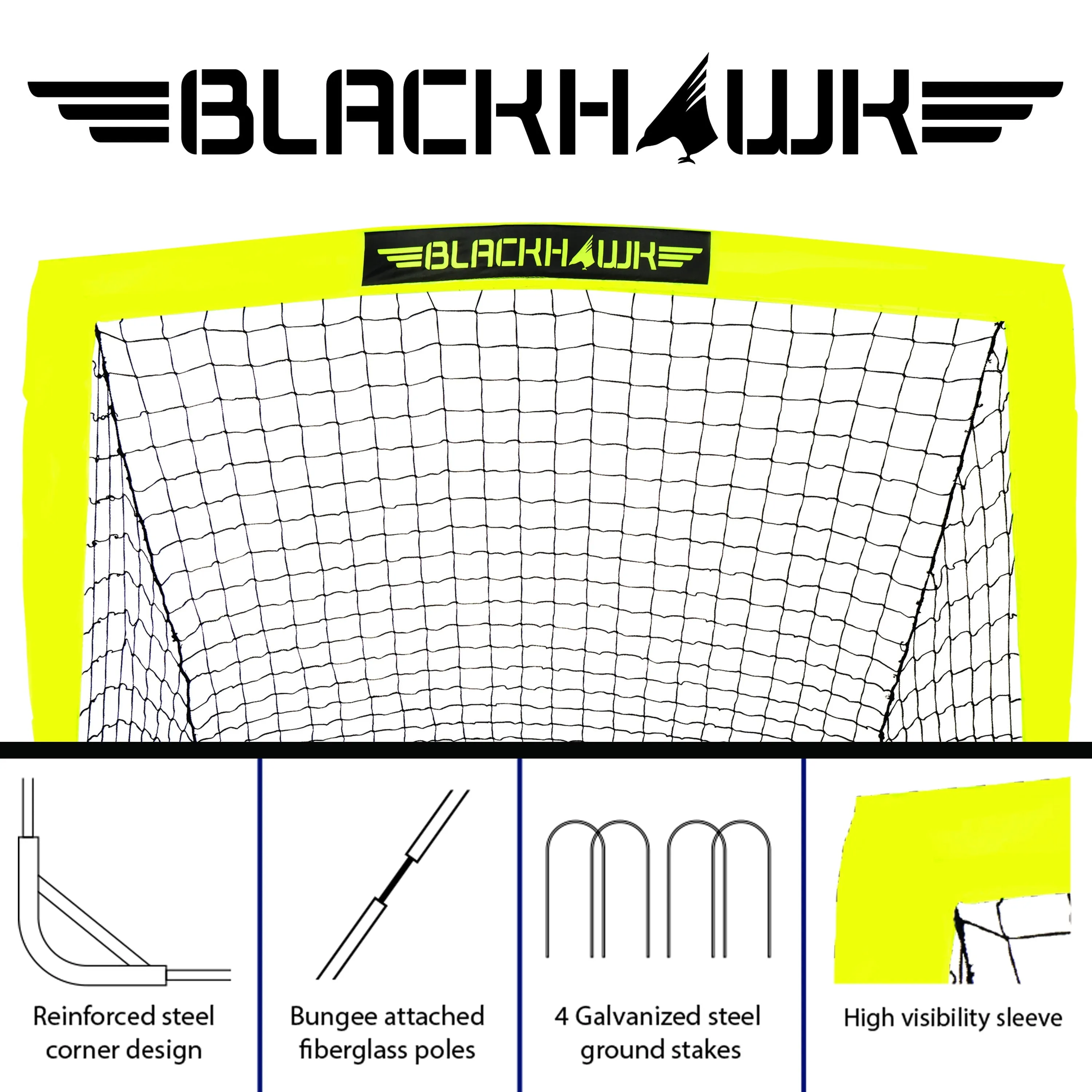 Franklin Sports Blackhawk Soccer Goal - Pop up - Indoor   Outdoor -  Adult   Kids - 4' x 3' - Yellow