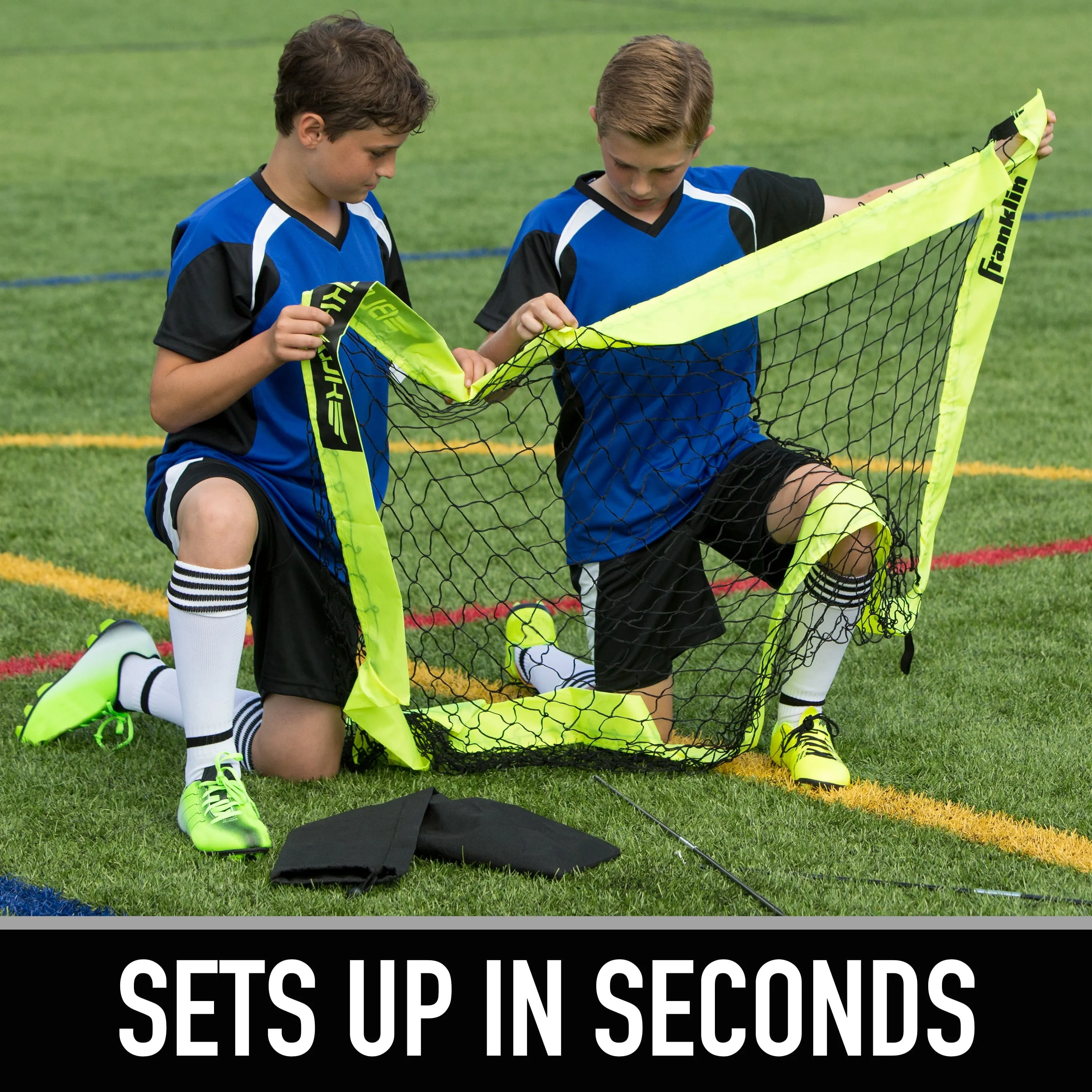 Franklin Sports Blackhawk Soccer Goal - Pop up - Indoor   Outdoor -  Adult   Kids - 4' x 3' - Yellow
