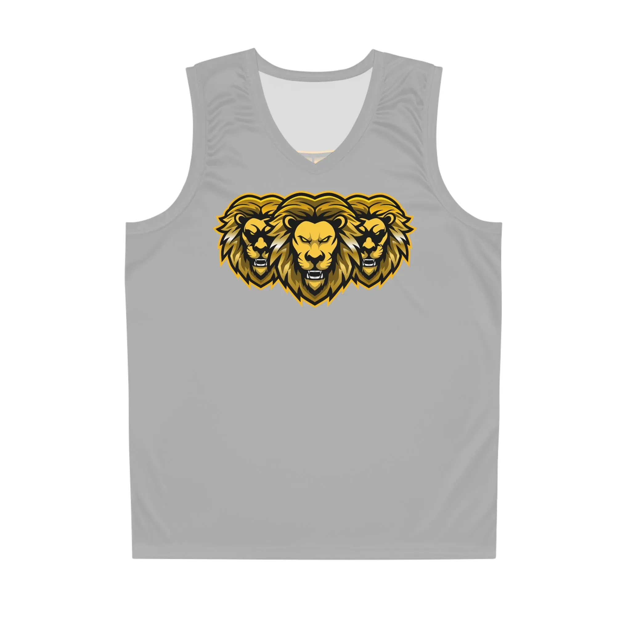 Light Grey "Sun Gold Lion" Basketball Jersey (AOP)