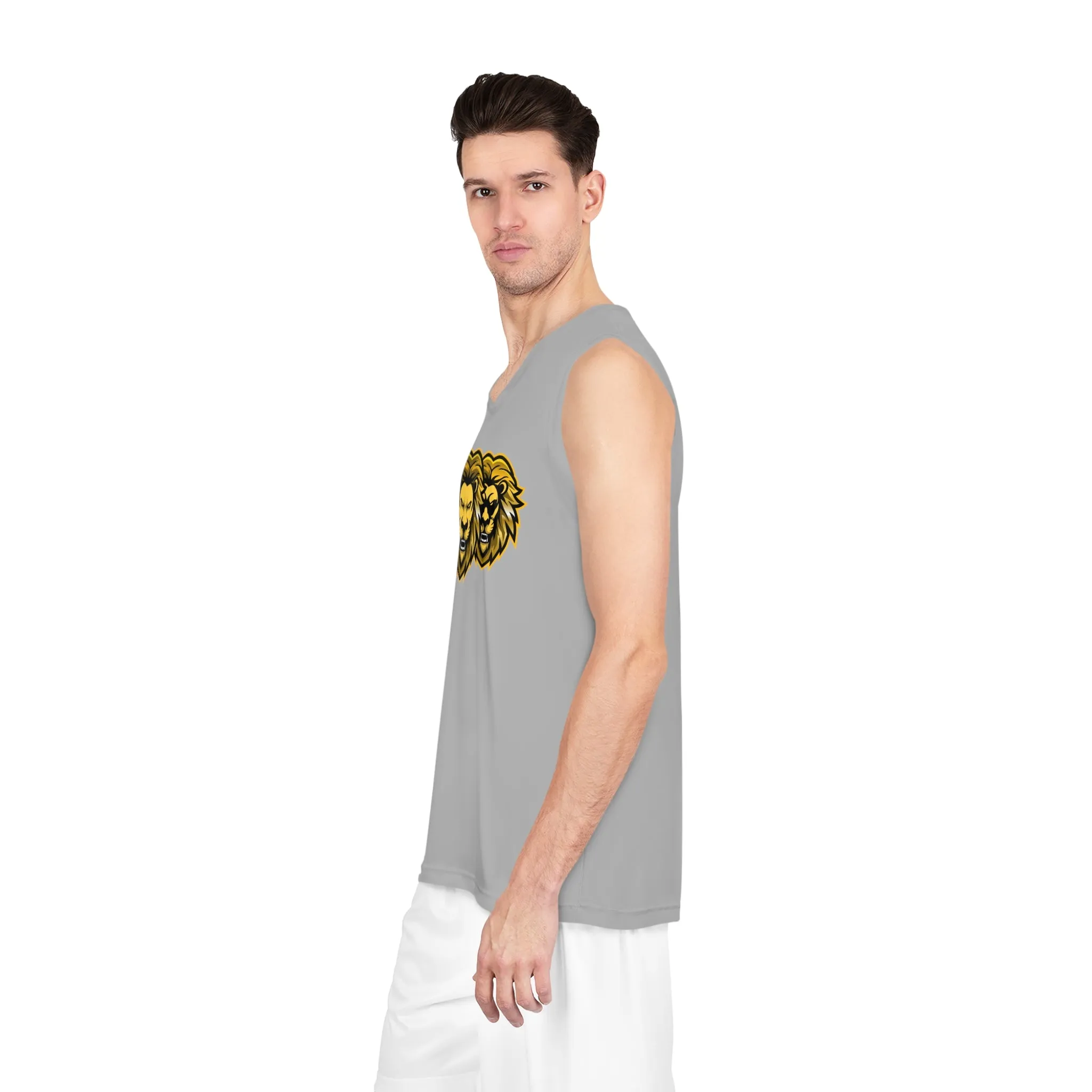 Light Grey "Sun Gold Lion" Basketball Jersey (AOP)