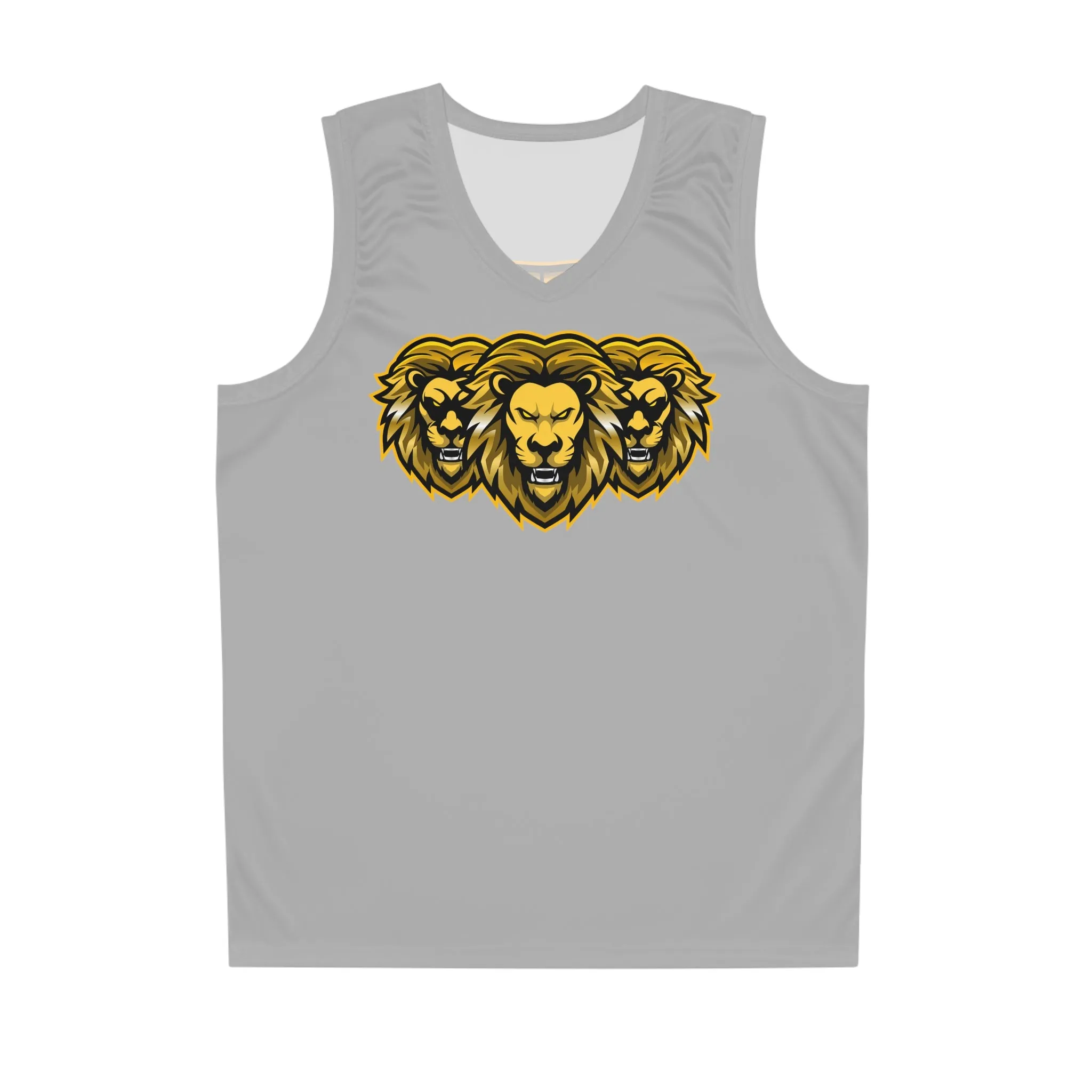 Light Grey "Sun Gold Lion" Basketball Jersey (AOP)