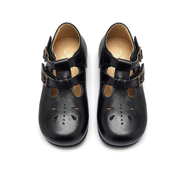 Lucy Velcro T-Bar Kids Shoe Black Leather
