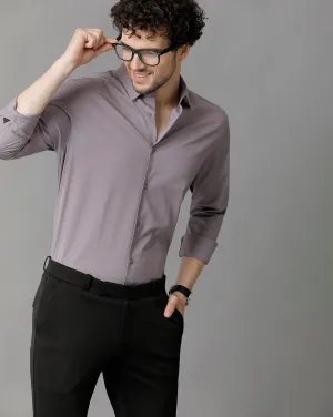 Men's Poplin Stretch Polyster Grey Shirt