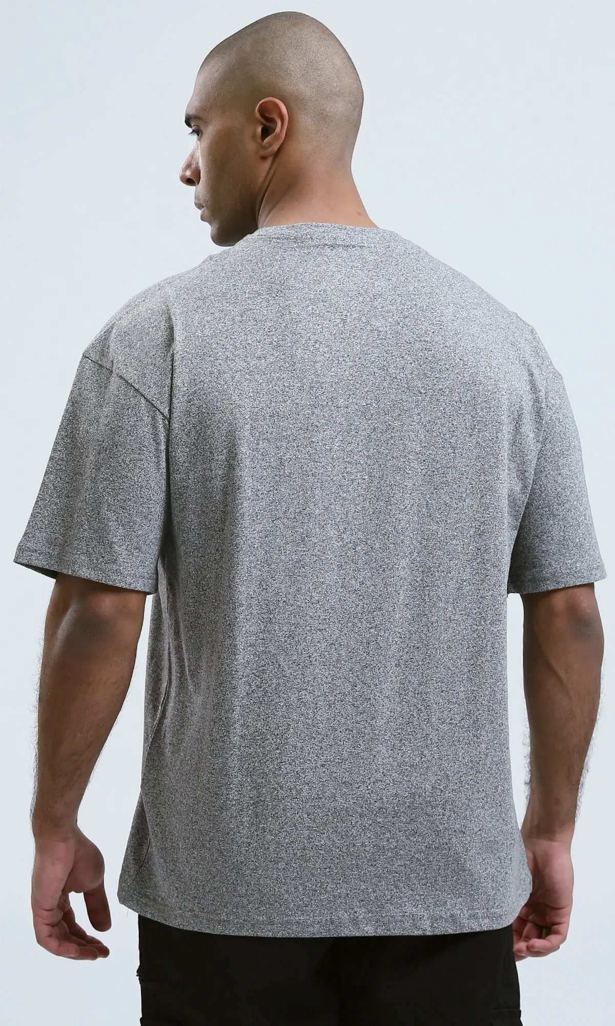 o190744 - Heather Dark Grey Elbow Sleeves Slip On Tee