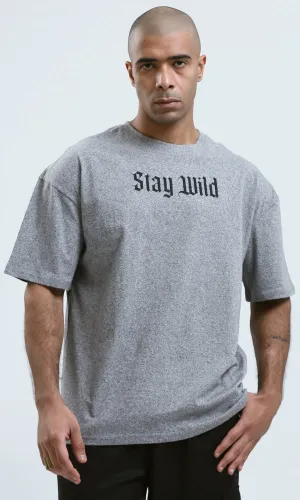 o190744 - Heather Dark Grey Elbow Sleeves Slip On Tee