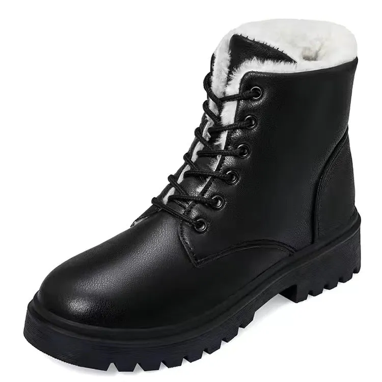 Winter Leather Women Winter Boots Thick Wool Warm Women High-heeled Genuine Boot High-quality Female Snow Boots Women Shoes