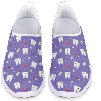 Women 3D Cartoon Tooth Print Slip On Shoes