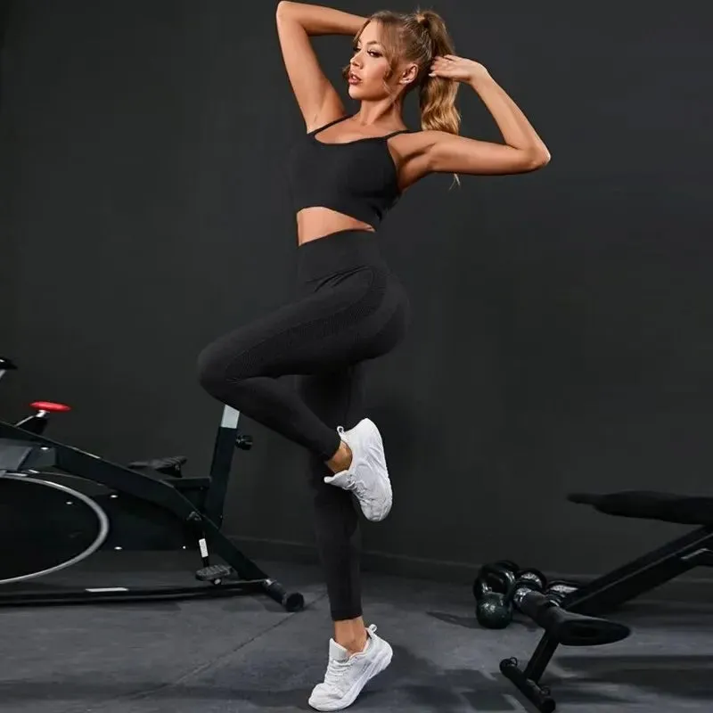 Women's Seamless High Waist Leggings And Active Top Sets