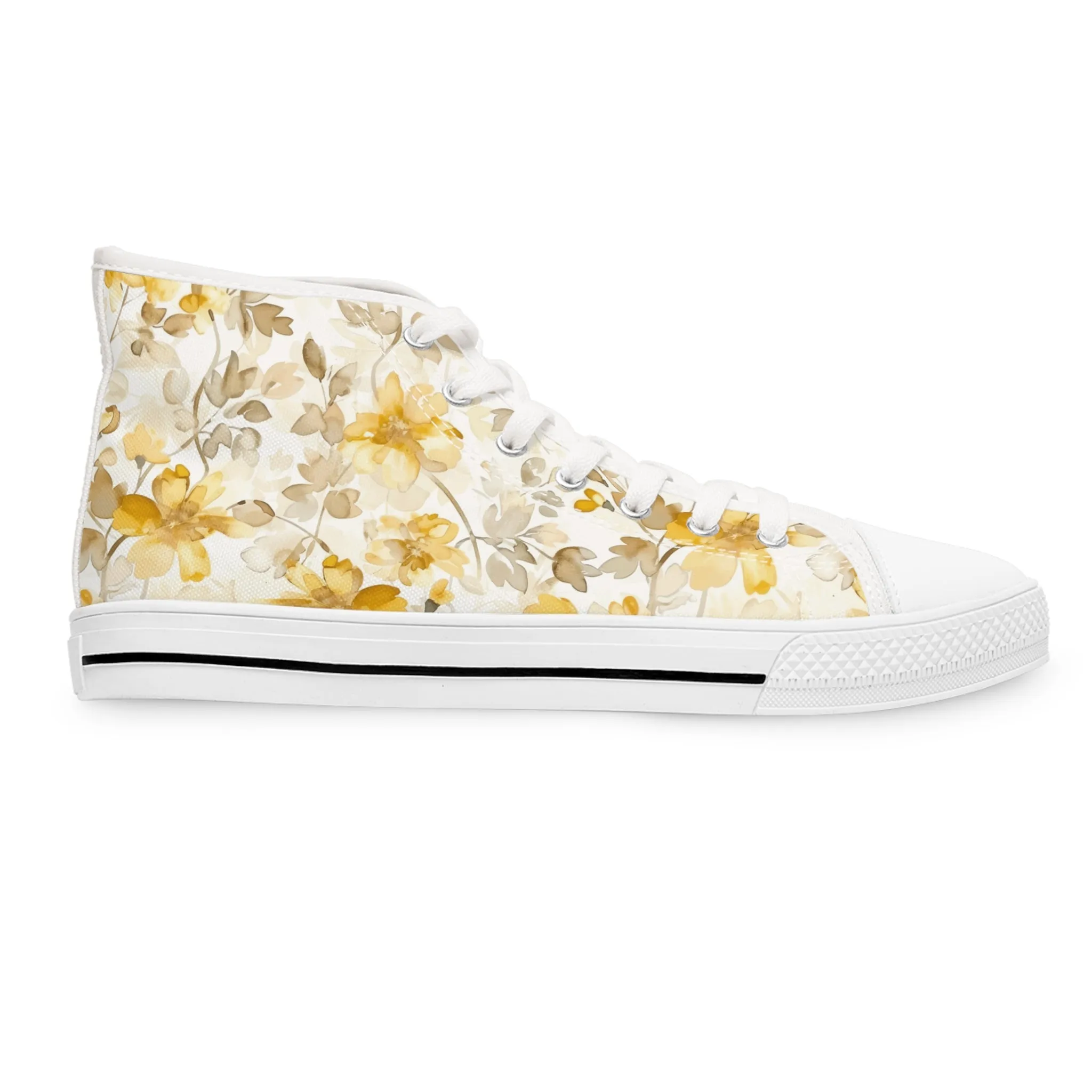 Yellow Flowers Women's High Top Sneakers